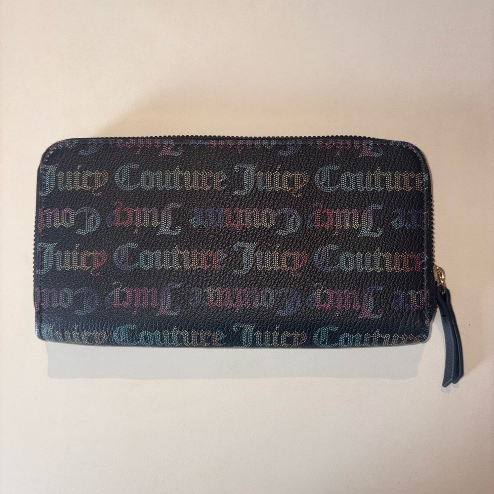 Juicy Couture Black Multicolor Logo Zip Wallet - Picture 5 of 10